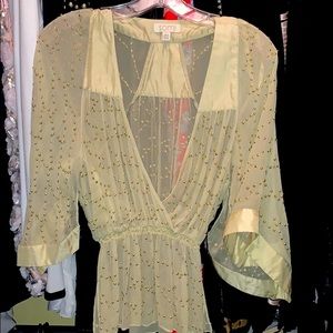 Somi sheer gold beaded 100% Silk top